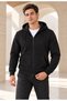 Men's Hooded, Pocketed, Wool-Lined, Full-Zip Cardigan, Black Jacket