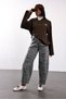 Gray Camouflage Patterned Barrel Jean 19237 - 2