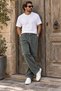 Men's Baggy Pleated Wide Leg Relaxed Fit Corduroy Trousers