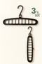Set of 3 9-Compartment Multi Magic Hangers - Black Closet Organizer