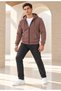 Men's Hooded, Pocketed, Wool-Lined, Full-Zip Cardigan—Brown Jacket - 8