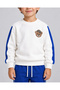 Product Name: Boy's 3 Threaded Teddy Bear Appliqued Ribbed Tracksuit Set Ecru Blue - 4