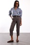 Brown Elastic Waist Straight Cut Trousers 17947 - 2