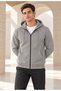 Men's Hooded, Pocketed, Wool-Lined, Full-Zip Cardigan in Gray - 7
