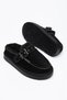Adri Women's Buckle Detailed Suede Slippers with Fur Inside, Black