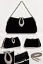 Women's Handbag, Luxury Black Suede Bag, Stylish Bag with Silver Hardware, Clutch Bag, Shoulder Bag - 3