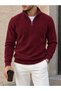 Men's Stand-Up Collar Half-Zip Thick Knit Winter Sweater.