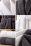 Eldy 6-Piece Family Bathrobe Set, 100% Cotton, Certified Striped Bathrobe Set, Bridal Gift Set, Anthracite White. - 8