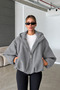 Oversize Thick Anti-Pilling Cashmere Bomber Style Hooded Women's Jacket - 5