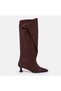 Modern classic coffee suede pointed toe kitten heel boots 41-42-43-44 - 7