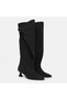 Large size retro inspired black suede low heeled boots 41-42-43-44 - 3