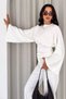 Women's Pleated Bat Sleeve Crew Neck Blouse - 2