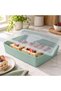 Mint Green Rectangular Food Container with Transparent Lid 4.2L