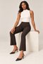 Women's Winter Fabric High-Rise Spanish Flare Pants - Flexible Fabric, Elastic Waist, Hidden Zipper Fabric Pants - 7