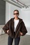 Zr Model Bitter Brown Hooded Bomber Jacket Women's Imported Anti-Pilling Cashmere Coat - 3