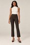 Women's Winter Fabric High-Rise Spanish Flare Pants - Flexible Fabric, Elastic Waist, Hidden Zipper Fabric Pants