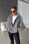 Oversize Thick Anti-Pilling Cashmere Bomber Style Hooded Women's Jacket - 6