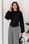 Women's Pleated Bat Sleeve Crew Neck Blouse - 5