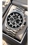 Functions Active Silver Color Steel Cord, Black Dial-Male Wristwatch+Chain Bracelet - 2