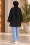 Women's Lace Detailed Long Tunic Hijab Sweatshirt Tunic Crew Neck Relaxed Fit - 3