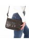 Women's Cracked Patterned, Antique Genuine Leather Strap Shoulder and Crossbody Bag Brownantique Vintage Leather - 2