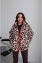 Red Piping Leopard Patterned Fleece Jacket