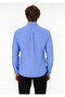 Men's Saks Blue Slim Long Sleeve Basic Shirt - 7