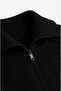 Black Layered Collar Double Zipper Cardigan - 3