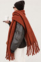 Women's Tile Plain Large Size Shawl 180X65 cm Soft Textured Twisted Tassel Winter Shawl Scarf – Shoulder Shawl