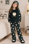 Girl's Fleece Fabric Penguin and Snowflake Patterned Christmas Themed Winter Pajama Set