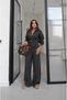 Anthracite Fens Double Zipper Cardigan Pants Knitwear Set