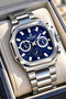 Square Dark Blue Dial-Silver Color Steel Strap-Functional Active Men's Wristwatch+Chain Bracelet - 2