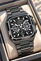 Square Dial-Functional Active Functions-Smoked Color Steel Cord-Stylish in Gift Box+Chain Bracelet - 2