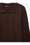 Long Sleeve Viscose Blended Buttoned Polo Collar Knit Sweater - 8