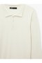 Long Sleeve Viscose Blended Buttoned Polo Collar Knit Sweater - 8