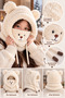 Children's Teddy Bear Ears Plush Beanie Scarf Neck Collar Winter Hooded Face Protector - 4