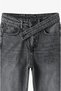 Gray Cross Belt Detailed Jeans - 7