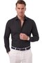 Men's Black Stand Collar Slim Fit Cut Cotton Satin Shirt2209615