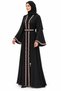 Abaya with Contrasting Details and Belt |   Contrast Trim Belted Abaya - 3
