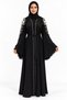Abaya with Shoulder and Belt Decorations |   Shoulder Motif Belted Abaya