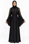Abaya with Shoulder and Belt Decorations |   Shoulder Motif Belted Abaya