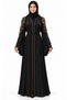 Abaya with Shoulder and Belt Decorations |   Shoulder Motif Belted Abaya