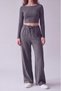 Women's Elastic Waist Wide Leg Knitwear Trousers - 2