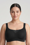 Women's Black Plus Size Gathering Bra Without Underwire Seamless Tulle Detailed Padded Bra