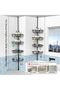 Corner Shower Caddy Tension Pole, 4-Tier No Drill Bathroom Corner Shelf, Rustproof Metal Adjustable - 6