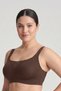 Women's Dark Brown Plus Size Gathering Effect Underwire-Free Seamless Tulle Detailed Padded Bra - 2