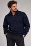 Relax Fit Comfortable Cut Cotton Half-Zip High Collar Sweatshirt - Navy Blue - 5