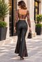 Stylish Match between Leather and Lace – Women's Black High-Lace Detailed Wide-Leg Leather Trousers - 5