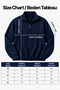 Relax Fit Comfortable Cut Cotton Half-Zip High Collar Sweatshirt - Navy Blue - 6