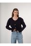 Women's Wide Crew Neck Four Button Jazz Fabric Long Sleeve Cardigan Cty-Abr-7668 - 6
